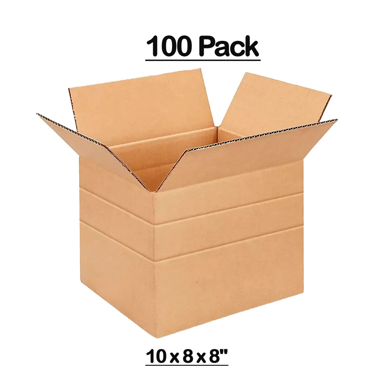 100 Pack Heavy Duty Multi Depth Cardboard Boxes for Moving Storage and Shipping 10 x 8 x 8 Inch